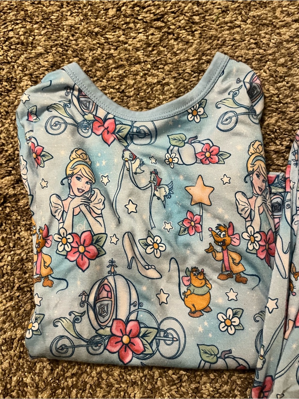 Light Blue Cinderella Inspired Print Pajama Set